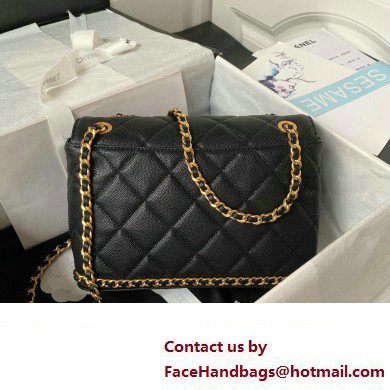 Chanel Grained Calfskin  &  Gold-Tone Metal Chain Flap Bag AS4489 Black 2023